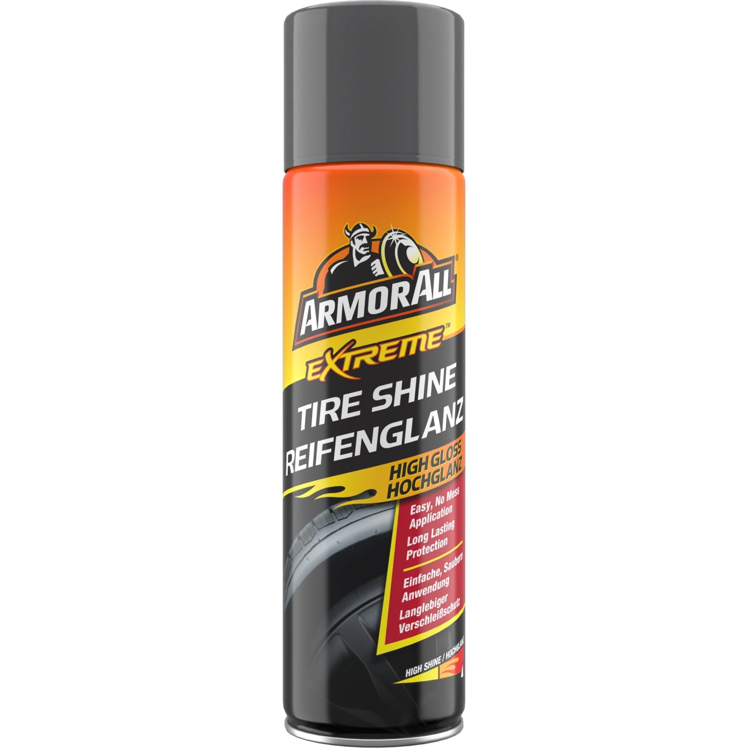 Armor All Extreme Tyre Shine Aerosol 500ml – High Gloss Tyre Spray for Deep Black Finish, No‑Wipe Formula, Long‑Lasting Shine & Protection