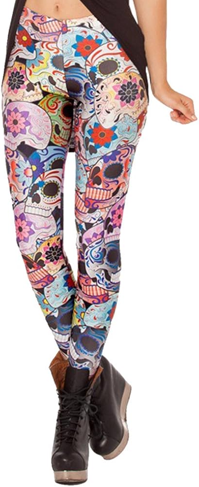 QZUnique Women's Ankle Length Footless Elastic Leggings Yoga Pants