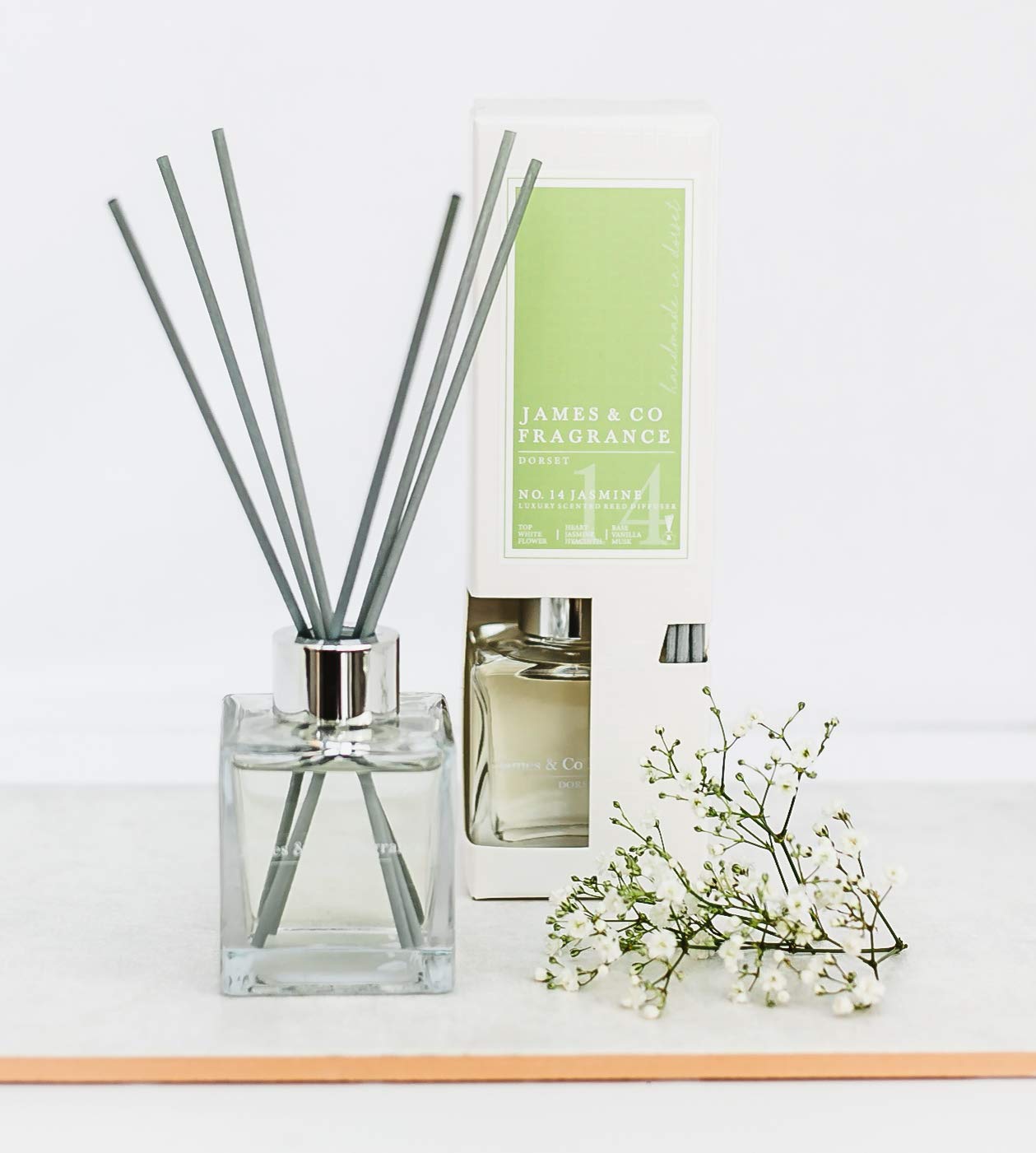 James & Co No.14 Jasmine (Jasmine & White Lily) 100ml Home Fragrance Reed Diffuser Set