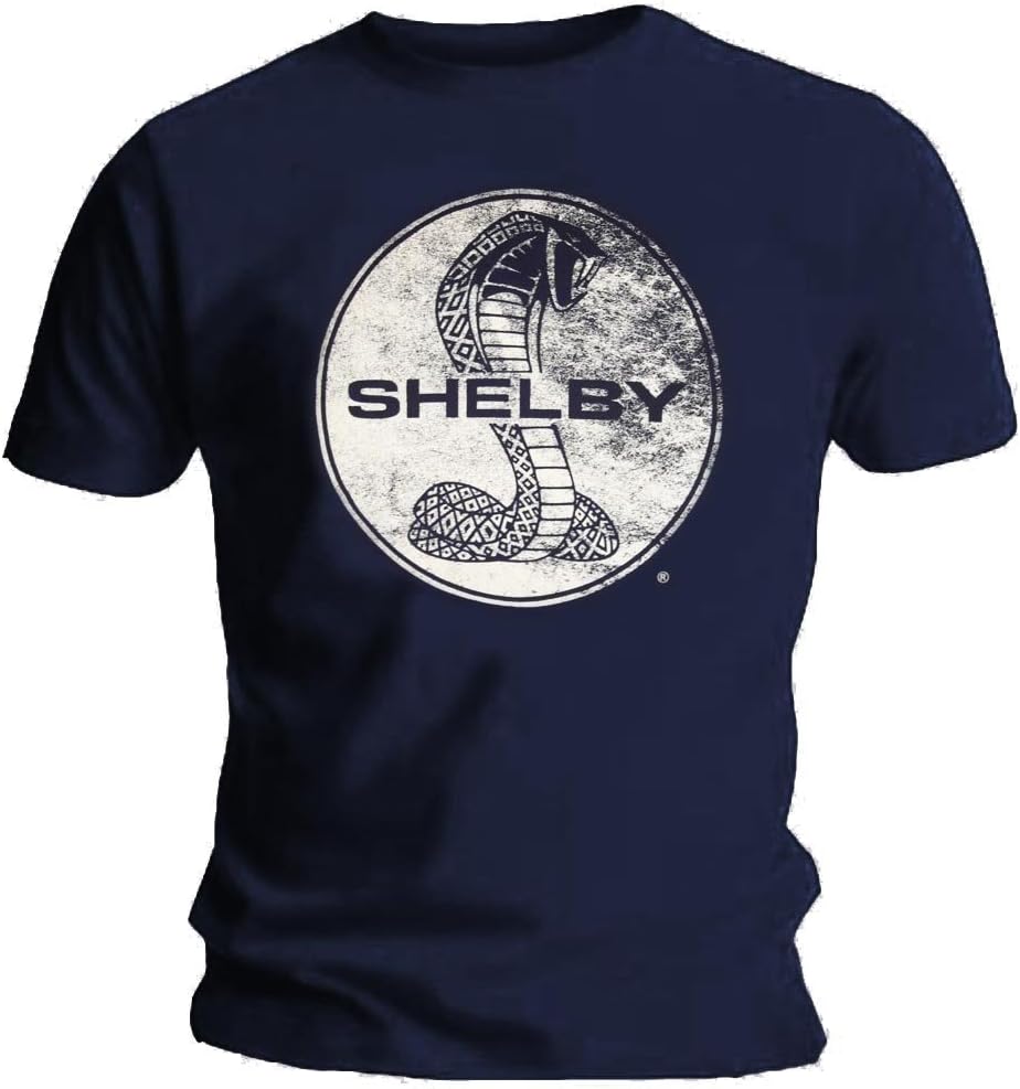 Shelby Official T Shirt American Mustang Car Cobra Texture Navy Blue S