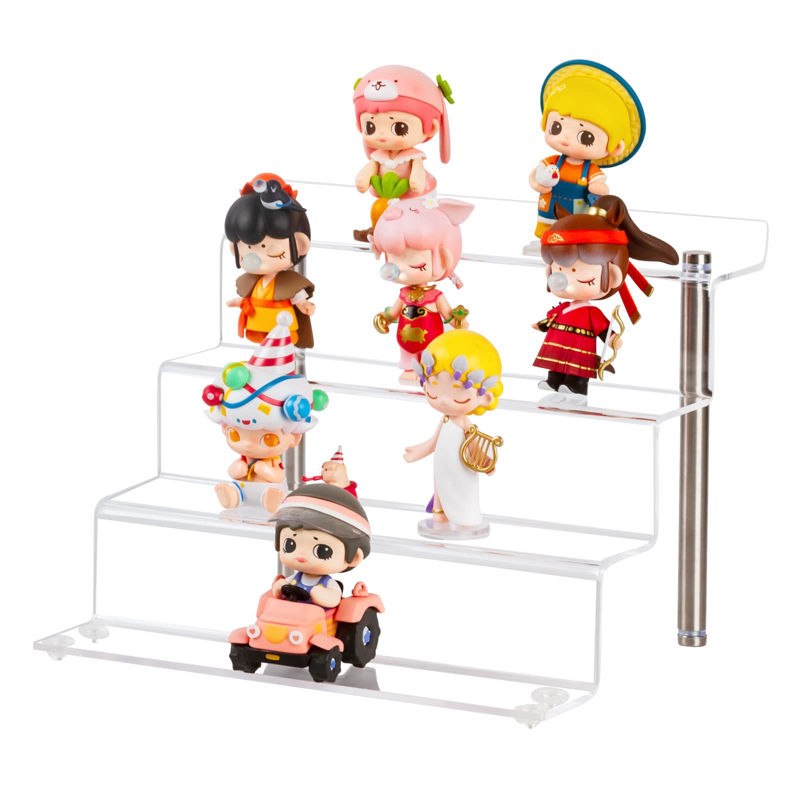 LileZbox Acrylic Display Risers Shelf for Figures, Clear Small 4-Step Display Stand for Display Or Collection, Cupcake Dessert Product-1 Pack(23x21x17cm) — image 1