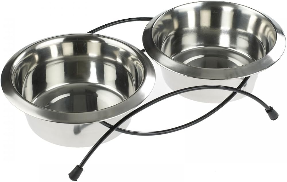 Classic Anti Tip Twin Feeder & Dishes - 2x 950ml, Black - Image 3