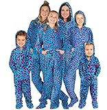 Footed Pajamas - Family Matching Blue Leopard Hoodie Onesies for Boys, Girls, Men, Women and Pets (Infant - XLarge (Fits 12-18mos.))