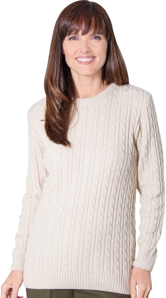 Comfort Living Ladies Round Neck Cable Jumper Amazon.co.uk Clothing