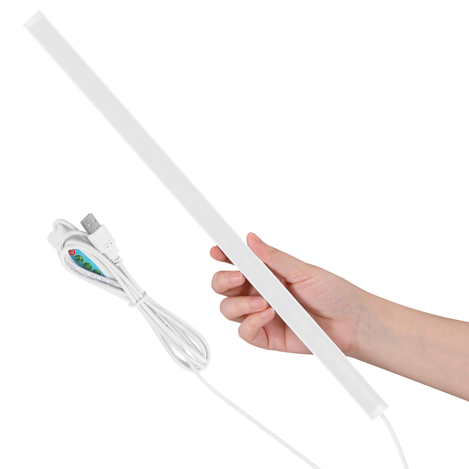 SOAIY 3 Modes Dimmable USB LED Light Bar with Remote, 2m Cable - Multi-Use for Desk, Wardrobe, Cabinet, Closet, Bookshelf, 400x17.5x8mm, 900LM