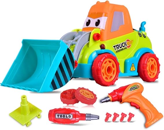 Amazon 組み立て式おもちゃ 車 トラック 組み立て式 分解 ブルドーザー 3歳の男の子と女の子用 ライト ドリルツール 自分だけの車キット 子供用のdiyおもちゃ おもちゃ おもちゃ