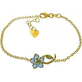 Galaxy Gold GG 0.87 CTW 14k Solid Gold Flower Bracelet Blue Topaz Peridot