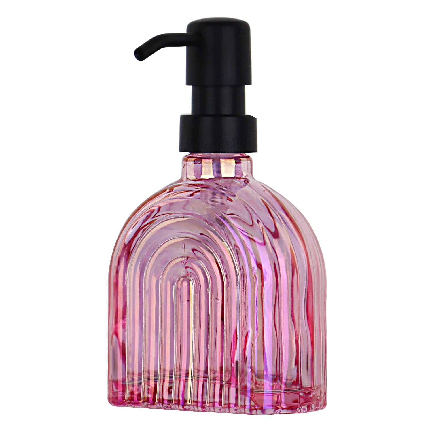 Photo 1 of OCTMUSTARD Glass Kitchen Soap Dispenser Bathroom, 9 Oz, Refillable Liquid Modern Soap Dispenser for Hand Soap, Lotion Dispensers Bottle - Home, Commercial Countertop Decor. (Pink)