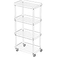 AQUIVER Acrylic Slim Storage Cart - 4 Tiers Narrow Rolling Cart - Utility Cart for Kitchen, Bathroom, Living Room, Laundry - 15.6 '' L x 10.2 '' W x 33.9 '' H