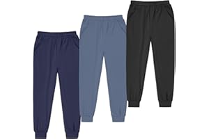 BIG ELEPHANT Boys Girls Joggers, Kids Dry-Fit Active Athletic Sweatpants with Pocket for Sports and Casual Wear