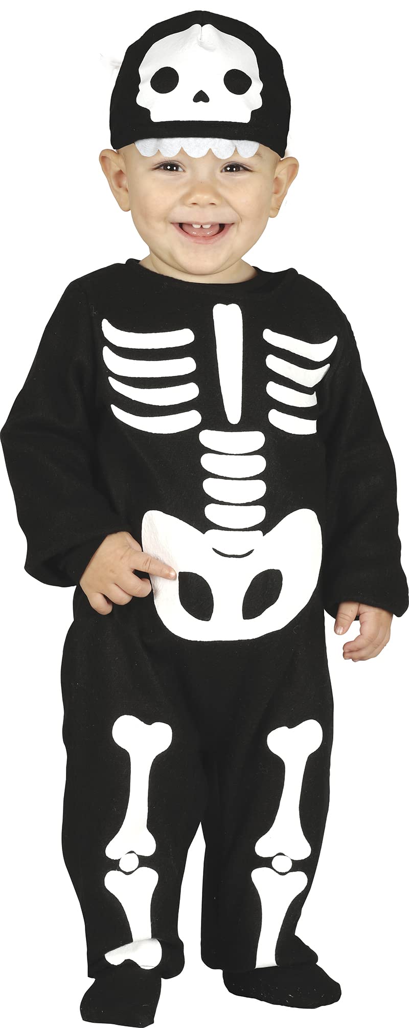 FIESTAS GUIRCA Baby Skeleton Fancy Dress Costume Costume Toddler - Halloween Outfit for Baby - Jumpsuit and Hat - Cute Fancy Dress (6-12 Months)