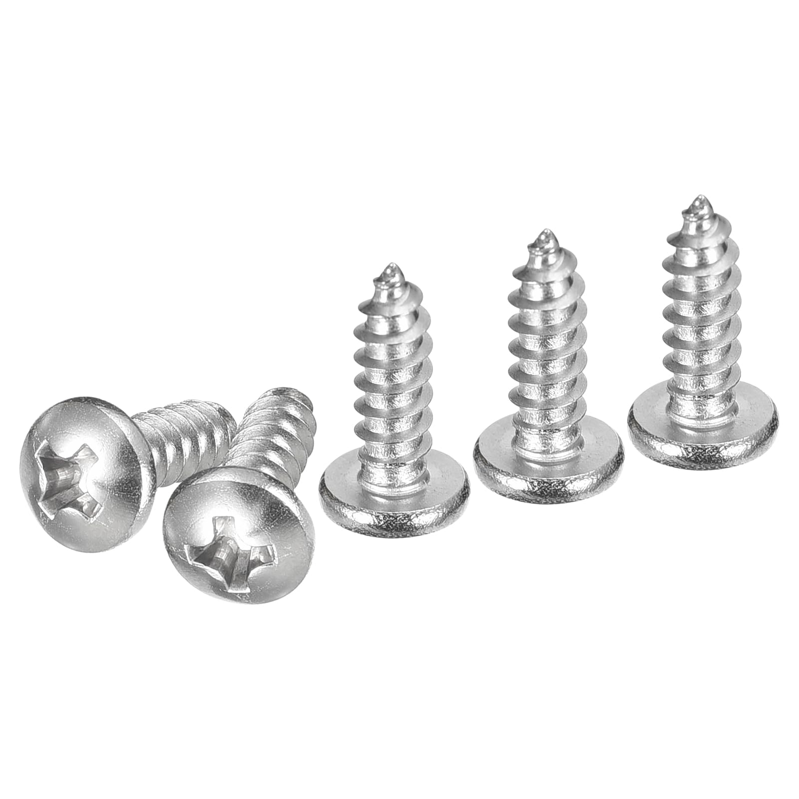 DTGN #7x1/2" Phillips Pan Head Self-tapping Screw - 100Pack - Bright Finish 304 Stainless Steel Sheet Metal Screws Wood Screws — image 1