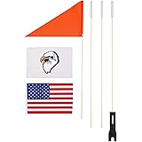 Upgraded Bike Flags with Pole 6 ft High Visibility Orange flags with Heavy Duty Fiberglass Flag Pole, Orange Flag, Eagle and
