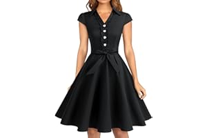 Wedtrend Women's 1950s Retro Rockabilly Dress Cap Sleeve Vintage Swing Dress