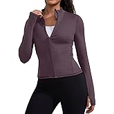 YIPINK Running Workout Jackets for Woman Lightweight Athletic Tops Slim Fit Yoga Sportwear with Thumb Holes Full Zip