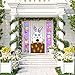 Blulu Easter Porch Banner for Front Door Welcome Happy Easter Door Banner Bunny Egg Hanging Porch Sign Wall Decoration for Spring Theme Party Supplies Home Office Farmhouse Holiday Decor(Purple)