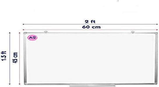 DUVERRA Whiteboard Double Sided Drywipe Magnetic with Pen Tray for Home, 30 x 45 cm/1.5 x 1 ft