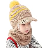 Toddlers Baby Girls and Boys Rabbit Ears Beanie Cap Winter Warm Knit Caps Scarf Woolen Earflap Hood Warm Skull Knit Caps