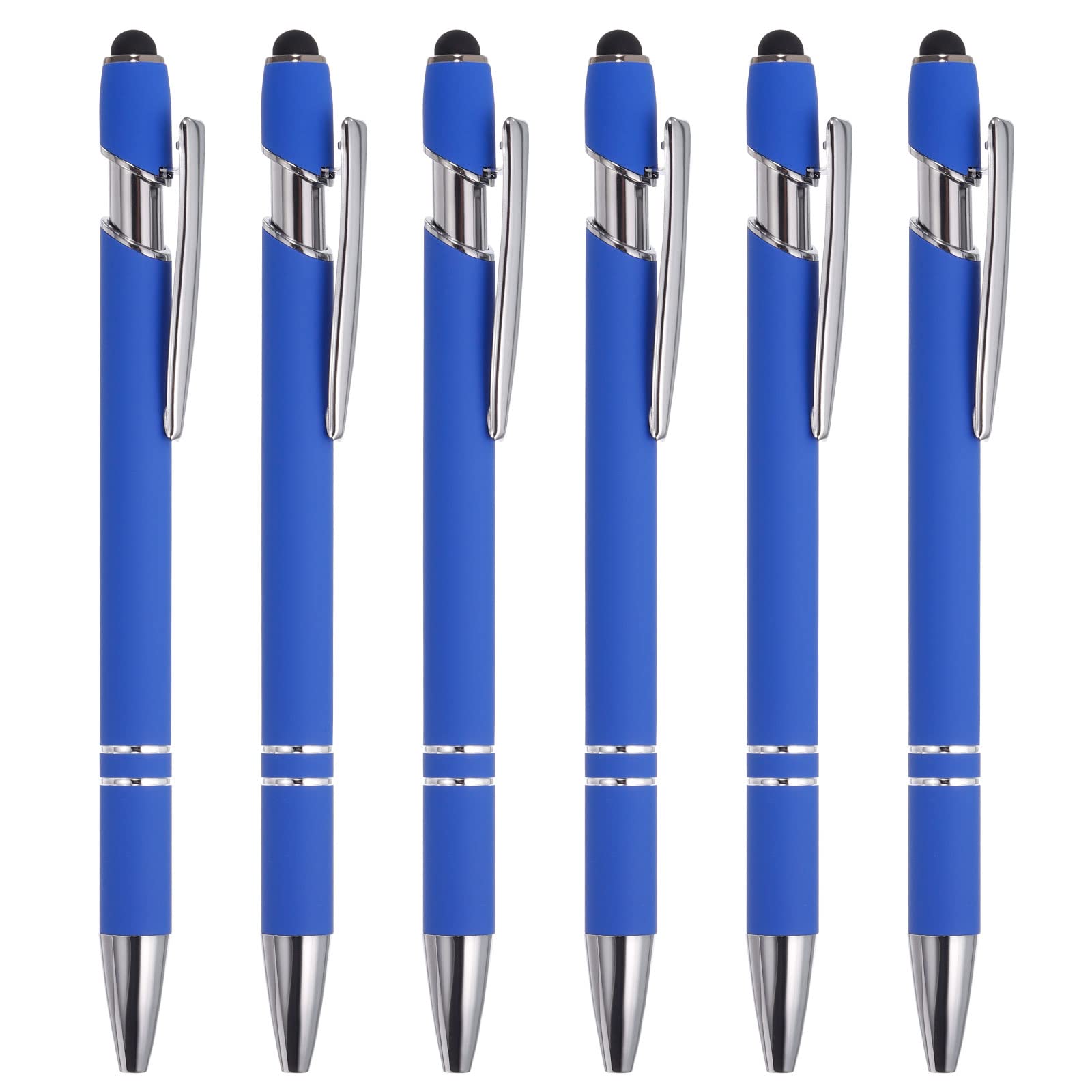 PATIKIL Ballpoint Pen with Stylus Tip, 6 Pack 2 in 1 Metal Pen Black Ink 1.0mm Medium Point Stylus Pen for Touch Screens Style 1, Blue — image 1