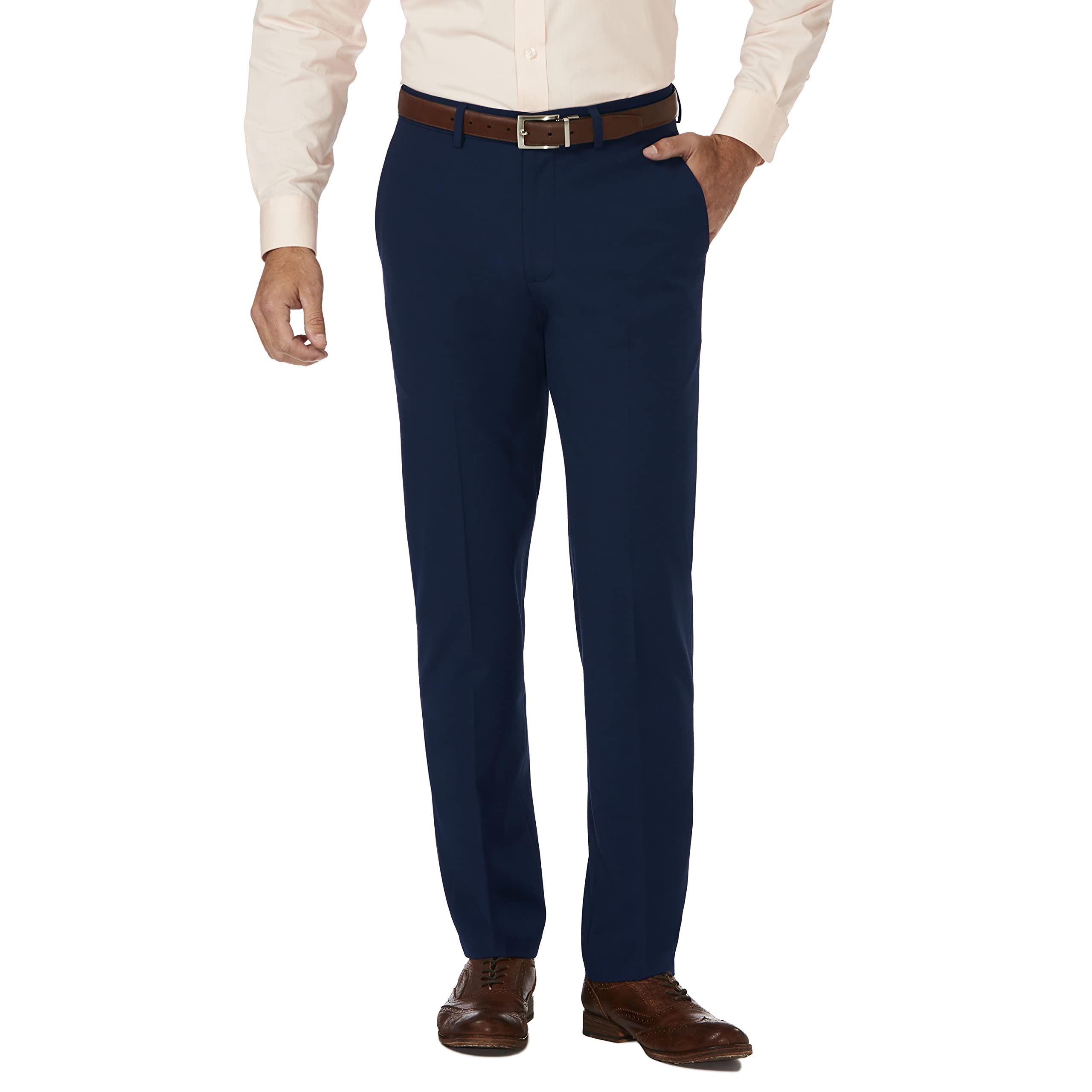 J.M. Haggar Men's 4-Way Stretch Dress Pant - Slim Fit Flat Front Image