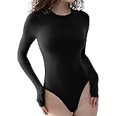 PUMIEY Women's Crew Neck Long Sleeve Bodysuit Sexy Tops Sharp Collection