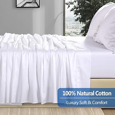 Buy 100 Cotton 600 Thread Count Luxury 4 Piece Bed Sheet Set All Season Egyptian Long Staple Combed Pure Cotton Sheets Silky Soft Breathable Cooling Deep Pocket Hotel Collection Bedding White Queen Online In Indonesia
