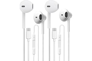 USB C Headphones 2 Pack，USB Type C Earbuds HiFi Stereo USB C Wired Earphones with Microphone Volume Control Compatible with S