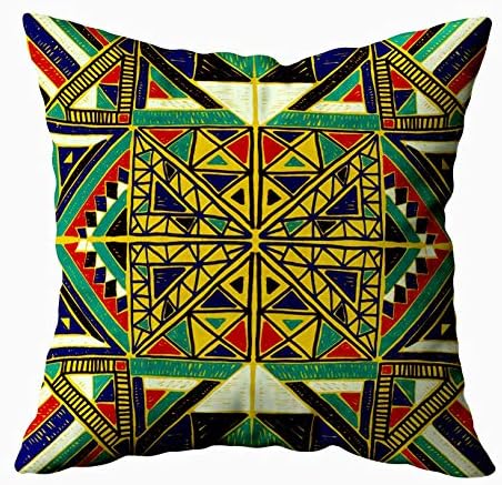 TOMWISH Cusion Pillow Cover,TOMKEY Hidden Zippered 20X20Inch Tribal Ornament African Pattern Ethnic Carpet Style Geometric Mosaic The Decor Throw Cotton Pillow Case Cushion Cover for Home Decor