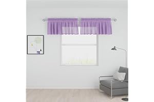 UPOPO Lilac Sheer Tier Curtains 16 inches Long Voile Kitchen Tiers Linen Textured Cafe Curtains Bathroom Girls Nursery Room Short Small Curtain Panels Door Window Curtains 2 Panels Rod Pocket