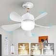 Socket Fan Light Bulb, Dimmable LED Ceiling Fans with Lights and Remote, Plug in Ceilng Fans and 1 Socket Extender, 3 Colors 3000K-6500K, Replacement Light Bulb Fan for Kitchen Garage BedRoom, White