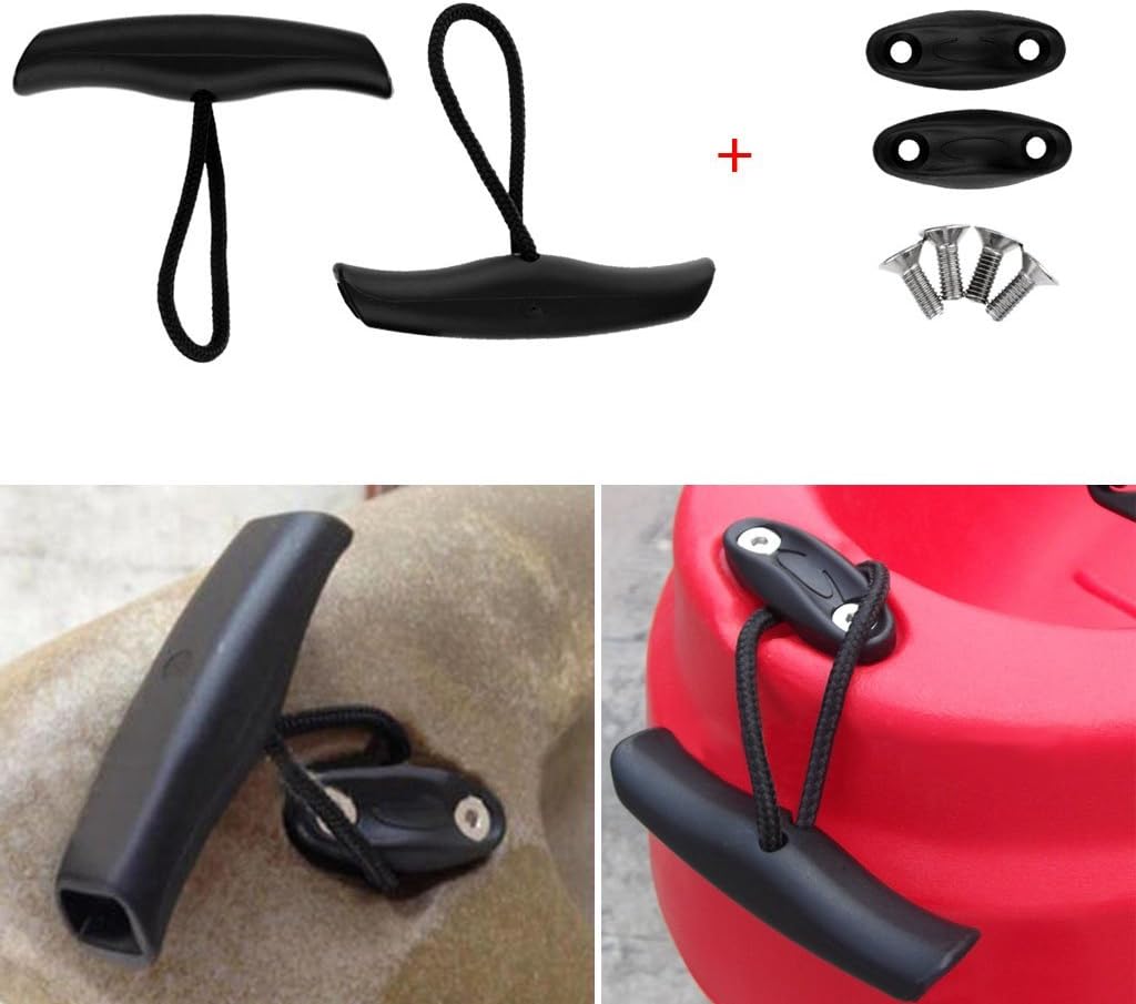 YiMusic 2 Pieces Kayak Toggle Carry Handles Grip with Cord Rope Deck Eye and Screws suit for Rope Replacement Boat Kayak Carrying Accessories Kit - Image 5