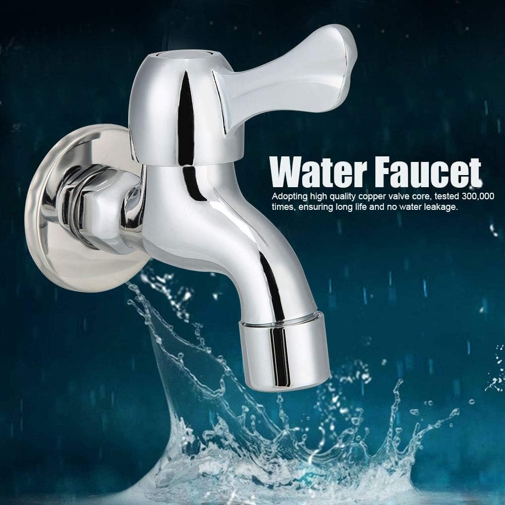 Cikonielf Water Faucet, Copper Single Cold Faucet Quick Open Small Water Tap for Washing Machine Mop Pool Basin G1/2In - Image 5