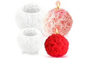 2 Pack Large Rose Ball Candle Mold, 3D Silicone Mold For Aromatherapy Candles, Handmade Soap, Home Decor Ornaments, Resin Cra