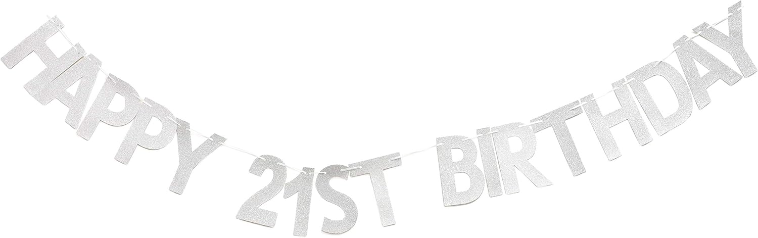 Toyland® Birthday/Party Letter Banner - 3 Metre Length - Party Decorations (21ST BIRTHDAY SILVER), 14cm X 9cm