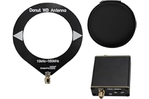 GOOZEEZOO Donut WB Antenna, GOOZEEZOO 10KHz - 180MHz Mini Loop Antenna for Ham Radio Suitable for All Models of Radios, Walkie Talkies, SDR with Low Impedance Converter Built-in 600mAh Battery