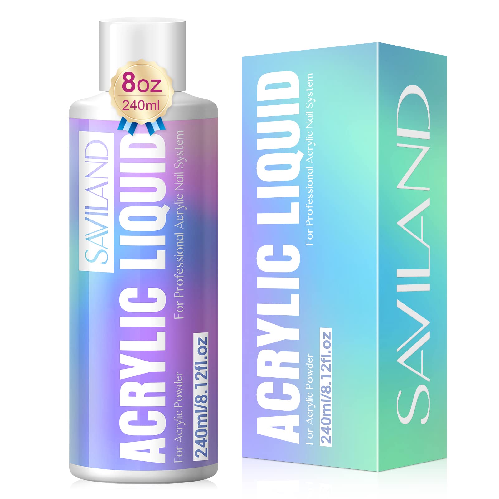 Saviland 240ml Monomer for Acrylic Nails – Professional Acrylic Liquid for Acrylic Powder MMA-Free for Nail Extension & Nail Carving, Acrylic Monomer Liquid for Acrylic Nails Application Non-Yellowing