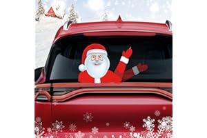 Dreothy Christmas Decor Rear Wiper Decal Santa Claus Waving Arm Wiper Stickers Waterproof Vinyl Car Stickers and Decals Rear Windshield Wiper Decal Tags Xmas Car Window Decals (Bearded Santa Claus)