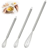 Whisks for Cooking, 3 Pack Mini Whisk for Whisking, 7"+9"+11" Tiny Stainless Steel Wire Whisk Set for Baking, Blending Eggs &amp; Sauces, Heavy Duty Rust Proof