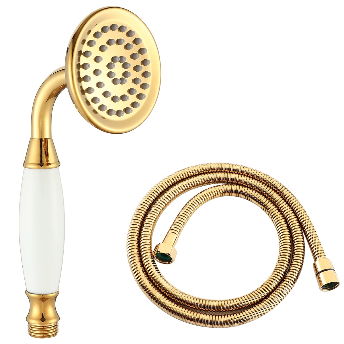 Ownace Traditional Brass Ceramics Telephone Hand Held Shower Head Victorian Shower Sprayer with 1.5M Shower Hose for Batnroom Replacement
