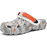 LIBINXIF Men's Clogs Fur Lined Winter Mules Slip-On Non Slip Garden Shoes Indoor Outdoor House Walking Slippers