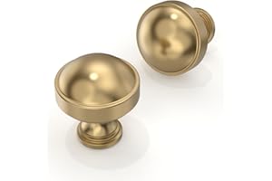 Asimerdeco 10 Pack Champagne Bronze Cabinet Knobs 1-1/5 Inch(30mm) Single Hole Cabinet Pulls Round Kitchen Cabinet Knobs Draw