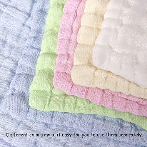Viviland Baby Muslin Washcloths 12 Pack for Baby's Sensitive Skin, Organic Natural 6-Layer Cotton Bath Towel, Soft Newborn Baby Face Wipes, Great Shower Gift, 12 x 12 inches - Thumbnail 3