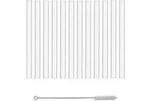 12 Pcs 6 Inches Transparent Borosilicate Glass Tubes, Gtysmox 12mm Diameter 1.5mm Thickness Glass Tubing with 1 Cleaning Brush for DIY Making Glass Crafts