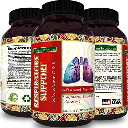 Natural Respiratory Support Defense Pills for Seasonal Discomfort Pure Detox Body Lung Cleansing Supplement Breathing Wellness Support Diet Capsules Best Immunity Energy Boost by California Products