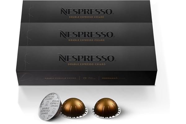 Nespresso Capsules Vertuo, Double Espresso Chiaro, Medium Roast Espresso Coffee, 30-Count Coffee Pods, Brews 2.7oz