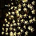 LE 23ft Christmas Solar String Lights, 50 LEDs, Waterproof, Cherry Blossom Lights, Light Sensor, Outdoor Wedding Party Patio Garden Holiday Festival Celebration Thanksgiving Decoration, Warm White