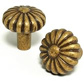 BEILEIOU Antique Brass Zinc Alloy Cabinet Knobs Classic Vintage Drawer Handles,Round Flower Design Kitchen Cupboard Bathroom Dresser Cabinet Hardware Handles (2, Antique Brass, Knob)