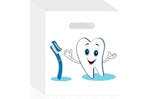 BlissfulTie 100 Pcs Dental Bags, 9 x 8 Inches Tooth Patient Care Goodie Bags, for Dental Clinics, Schools and Patient Use (Style 3)