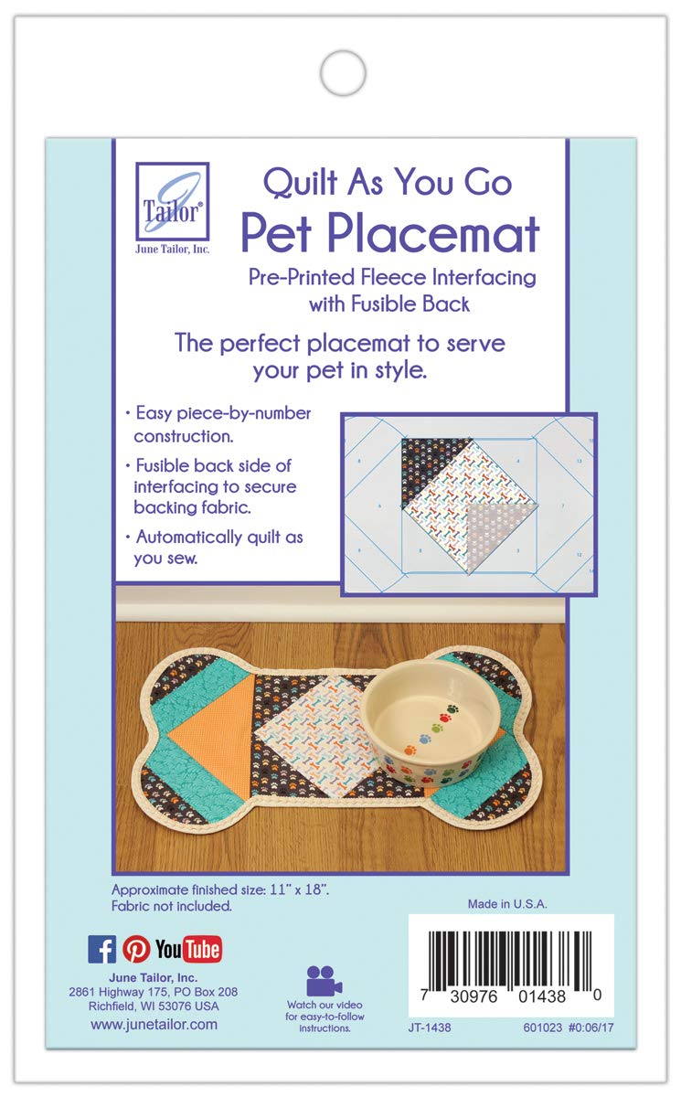 June Tailor Quilt As You Go Pet Placemat, Multicoloured, 24.13 x 13.97 x 1.27 cm