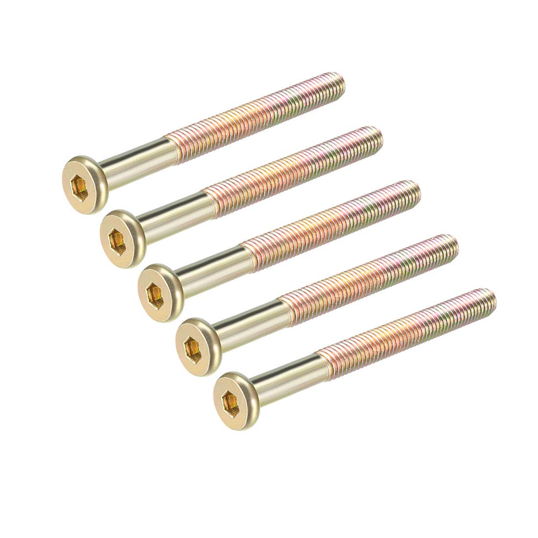 sourcing map M8x80mm Furniture Screw Hex Socket Machine Screws Zinc Plated Fasteners Bolts Half Thread Carbon Steel 5Pcs